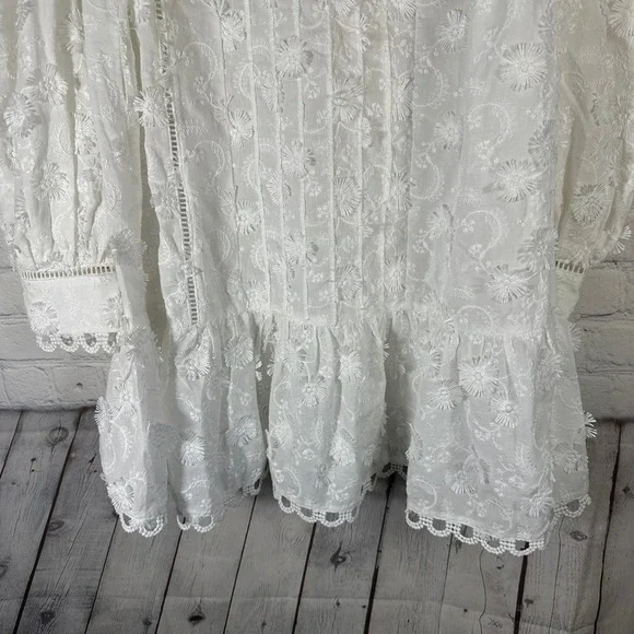 Farm Rio Off-White 3D Flower Pleated Mini Dress 312366 NWT Small - Picture 4 of 11